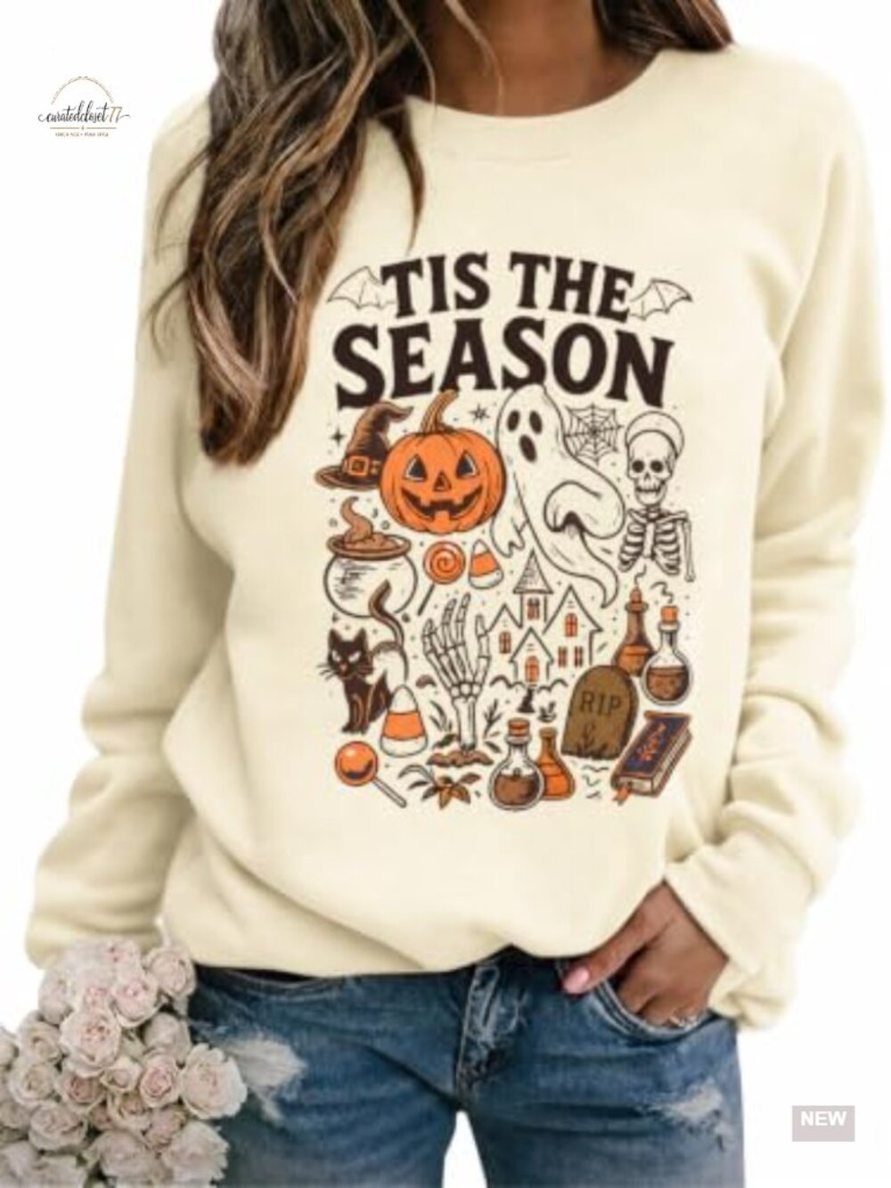 Halloween Sweatshirt Women Spooky Graphic Ghost Pumpkin Long Sleeve Pullover
